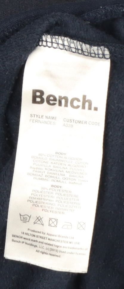 Bench Men’s Navy L Full Zip Logo Hooded Fleece Sweatshirt Hoodie