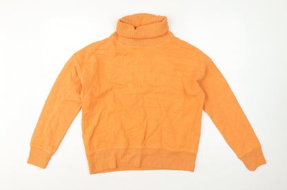 Next Women Orange UK 10 Cotton Roll Neck Pullover Sweatshirt