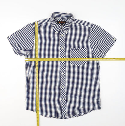 Ben Sherman Men’s Blue Check Short Sleeve Button-Up Shirt Size M