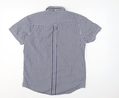 Ben Sherman Men’s Blue Check Short Sleeve Button-Up Shirt Size M