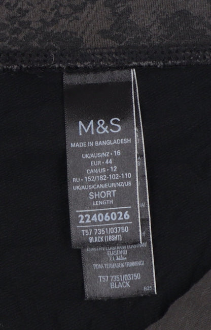 Marks & Spencer Women’s Black Size 16 Short Jogger Trousers Zip Pockets