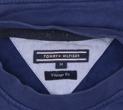 Tommy Hilfiger Men Blue M Vintage Fit Striped Logo Crew Neck Sweatshirt