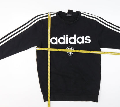 adidas Men’s Black XS Leeds United Logo Graphic Crew Neck Sweatshirt