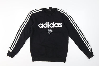 adidas Men’s Black XS Leeds United Logo Graphic Crew Neck Sweatshirt