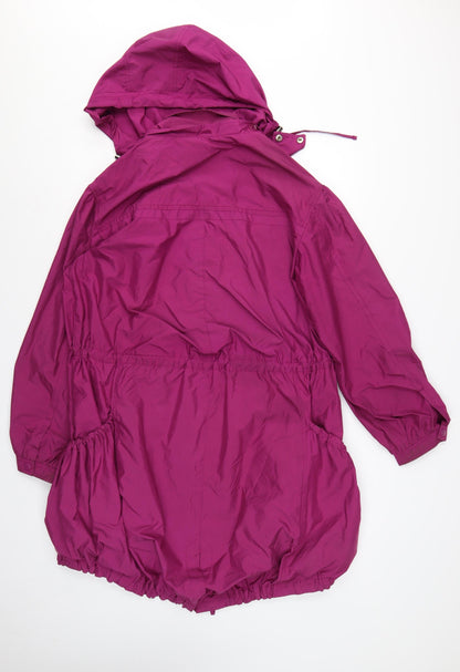 Farhi Women Pink UK 14 Long Hooded Parka Coat Drawstring Zip