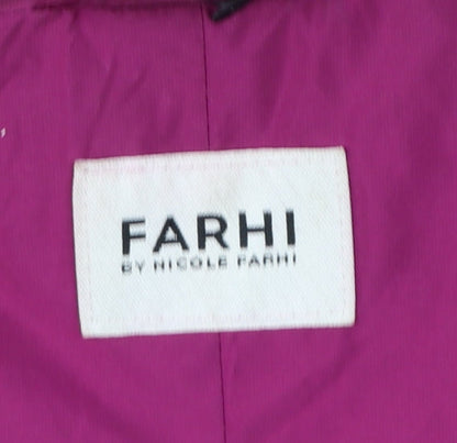 Farhi Women Pink UK 14 Long Hooded Parka Coat Drawstring Zip