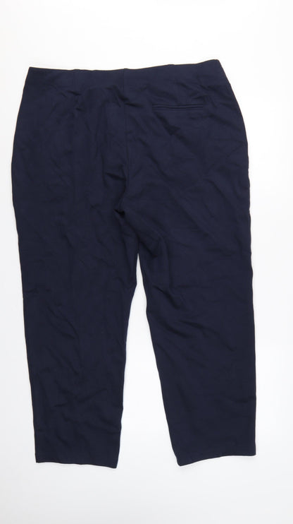 Marks and Spencer Women Blue Size 20 Short Tapered Stretch Trousers