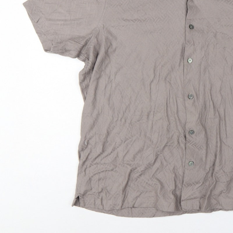 Autograph Men’s Grey 2XL Geometric Knit Short Sleeve Button-Up Shirt