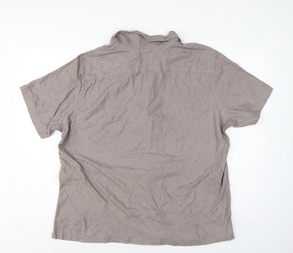 Autograph Men’s Grey 2XL Geometric Knit Short Sleeve Button-Up Shirt