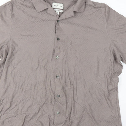 Autograph Men’s Grey 2XL Geometric Knit Short Sleeve Button-Up Shirt