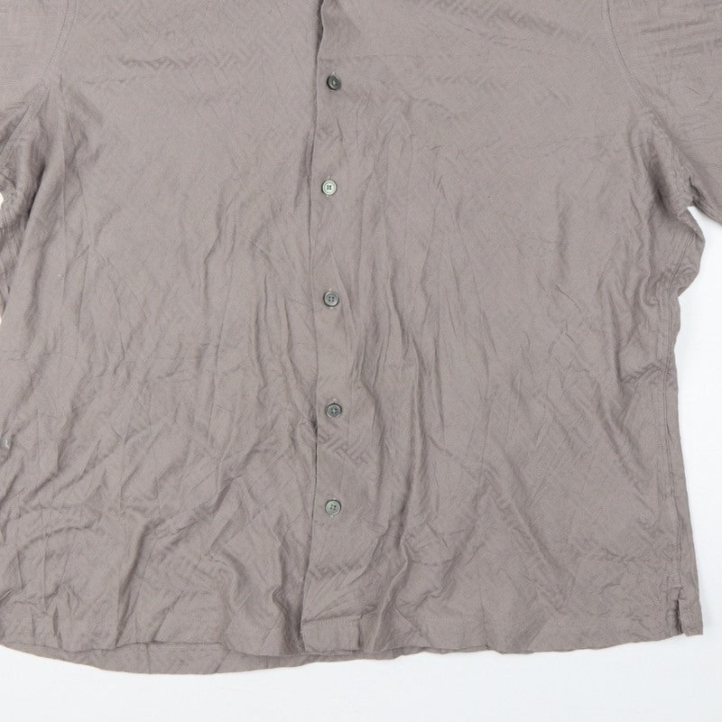 Autograph Men’s Grey 2XL Geometric Knit Short Sleeve Button-Up Shirt