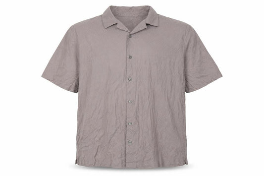 Front view of Autograph Men’s Grey 2XL Geometric Knit Short Sleeve Button-Up Shirt