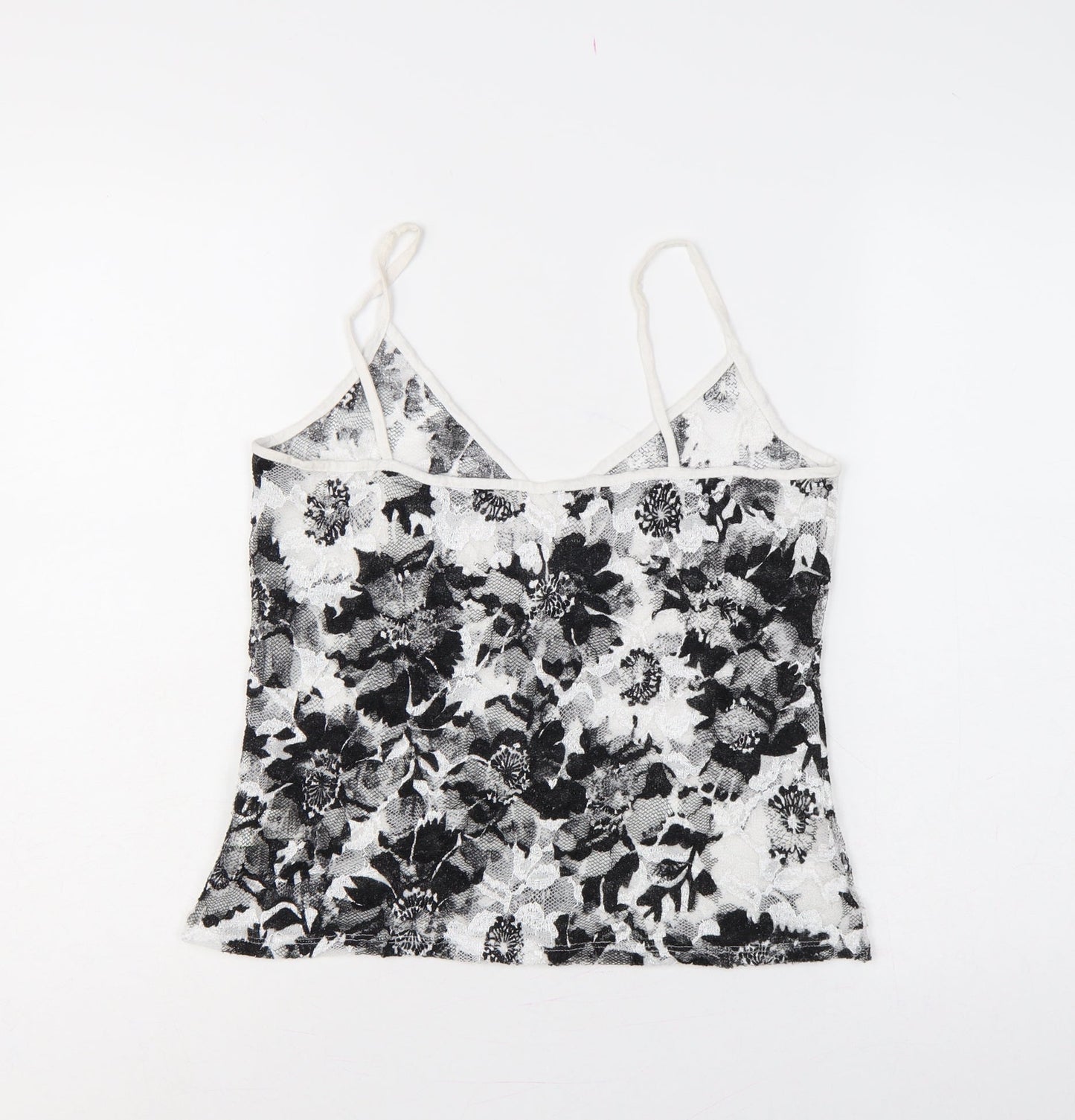 Per Una Women Black White Floral Lace Camisole Vest Top UK 14