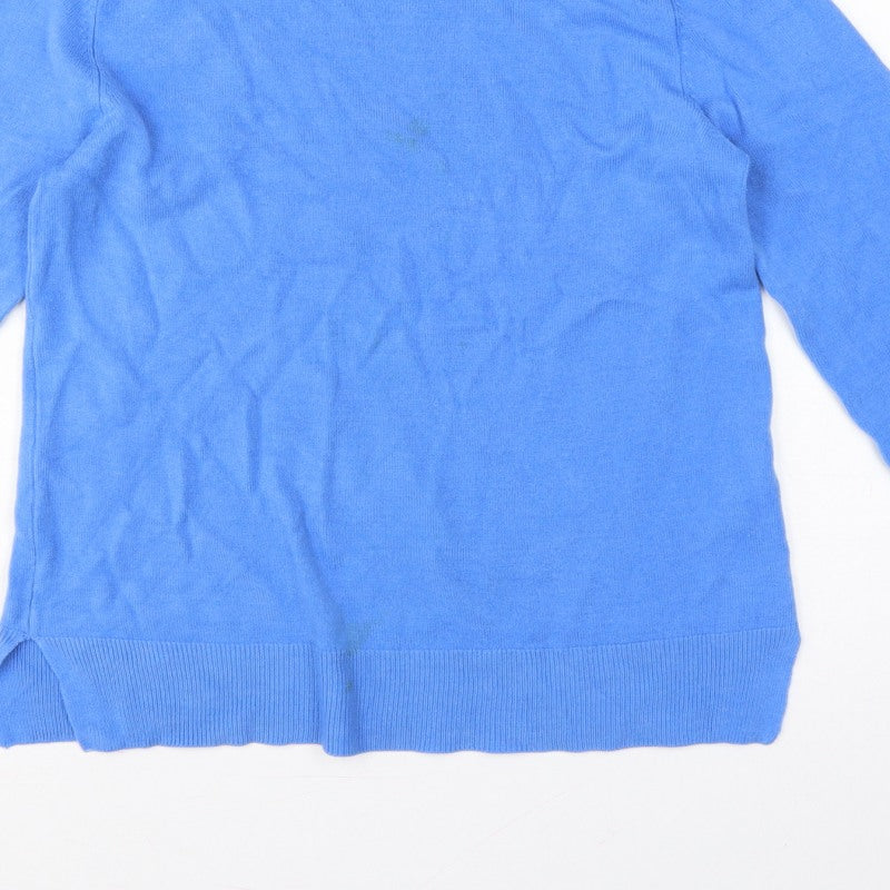 Marks & Spencer Women Blue Size 12 Crew Neck Knit Pullover Jumper