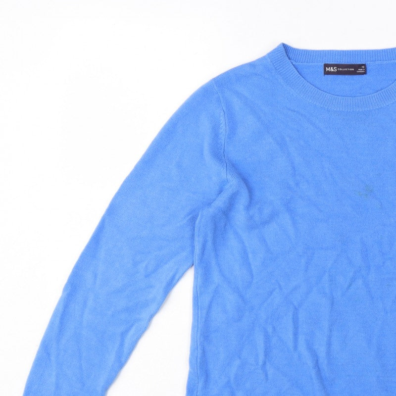 Marks & Spencer Women Blue Size 12 Crew Neck Knit Pullover Jumper