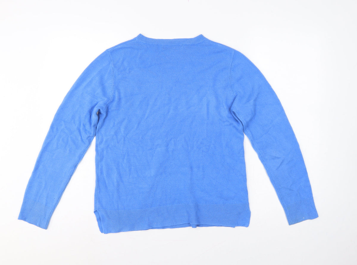 Marks & Spencer Women Blue Size 12 Crew Neck Knit Pullover Jumper