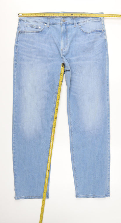 Marks and Spencer Men's Blue 38/31 Regular Straight Fit Stretch Jeans