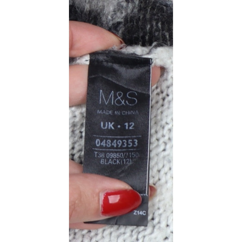 Marks and Spencer Women’s Black Animal Print Knit Jumper UK 12