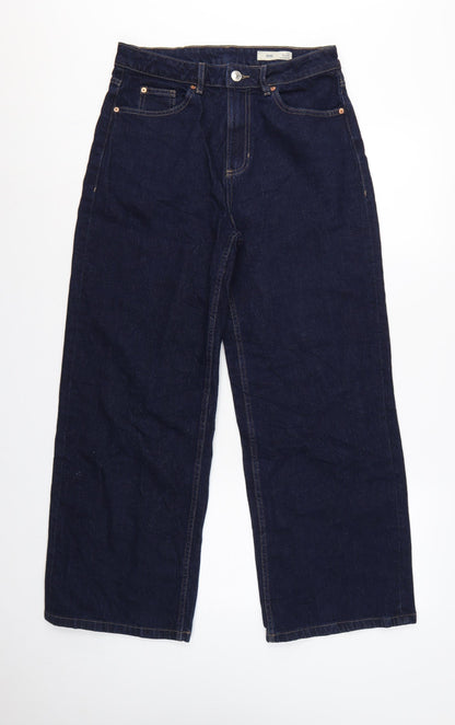 M&S Women’s Blue UK 12 High Rise Wide-Leg Dark Wash Jeans