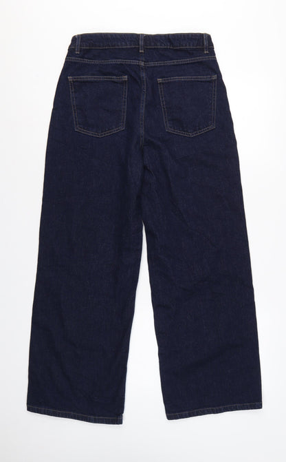 M&S Women’s Blue UK 12 High Rise Wide-Leg Dark Wash Jeans