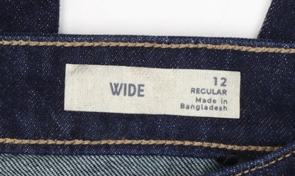 M&S Women’s Blue UK 12 High Rise Wide-Leg Dark Wash Jeans