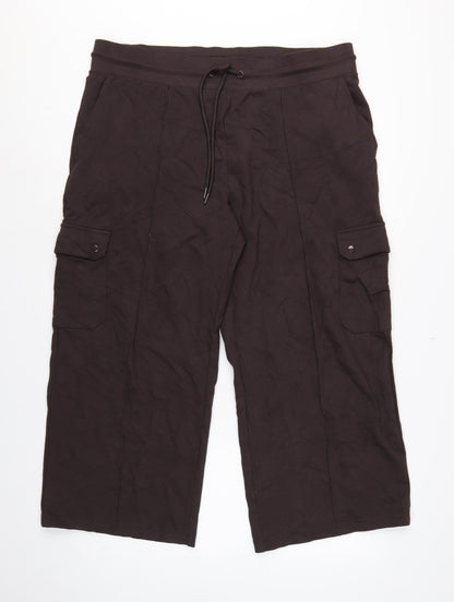 Marks & Spencer Women Black Size 20 Short Wide Leg Cargo Trousers