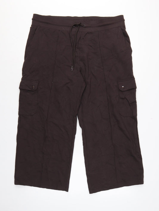 Marks & Spencer Women Black Size 20 Short Wide Leg Cargo Trousers