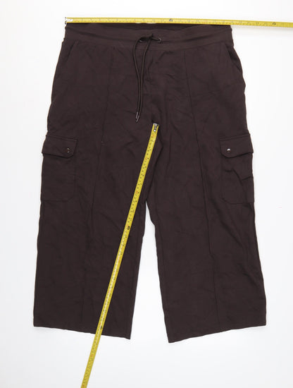 Marks & Spencer Women Black Size 20 Short Wide Leg Cargo Trousers