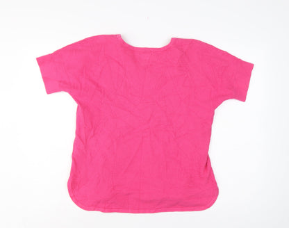 Lands' End Women's Pink M Petite Cotton Short Sleeve Knit Jumper