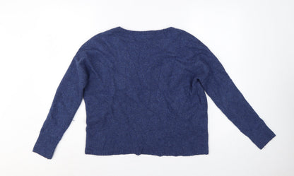 GAP Women’s Blue XS Petite V-Neck Alpaca Wool Blend Knit Jumper