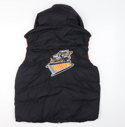 Result Men’s Black Orange L Hooded Sheffield Steelers Padded Waistcoat