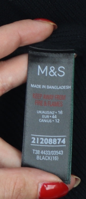 Marks & Spencer Women’s Black UK 16 Open Cardigan Pockets