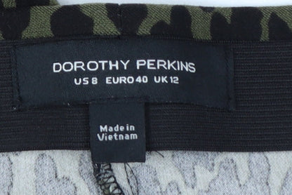 Dorothy Perkins Women's Green UK 12 Leopard Print High Rise Leggings