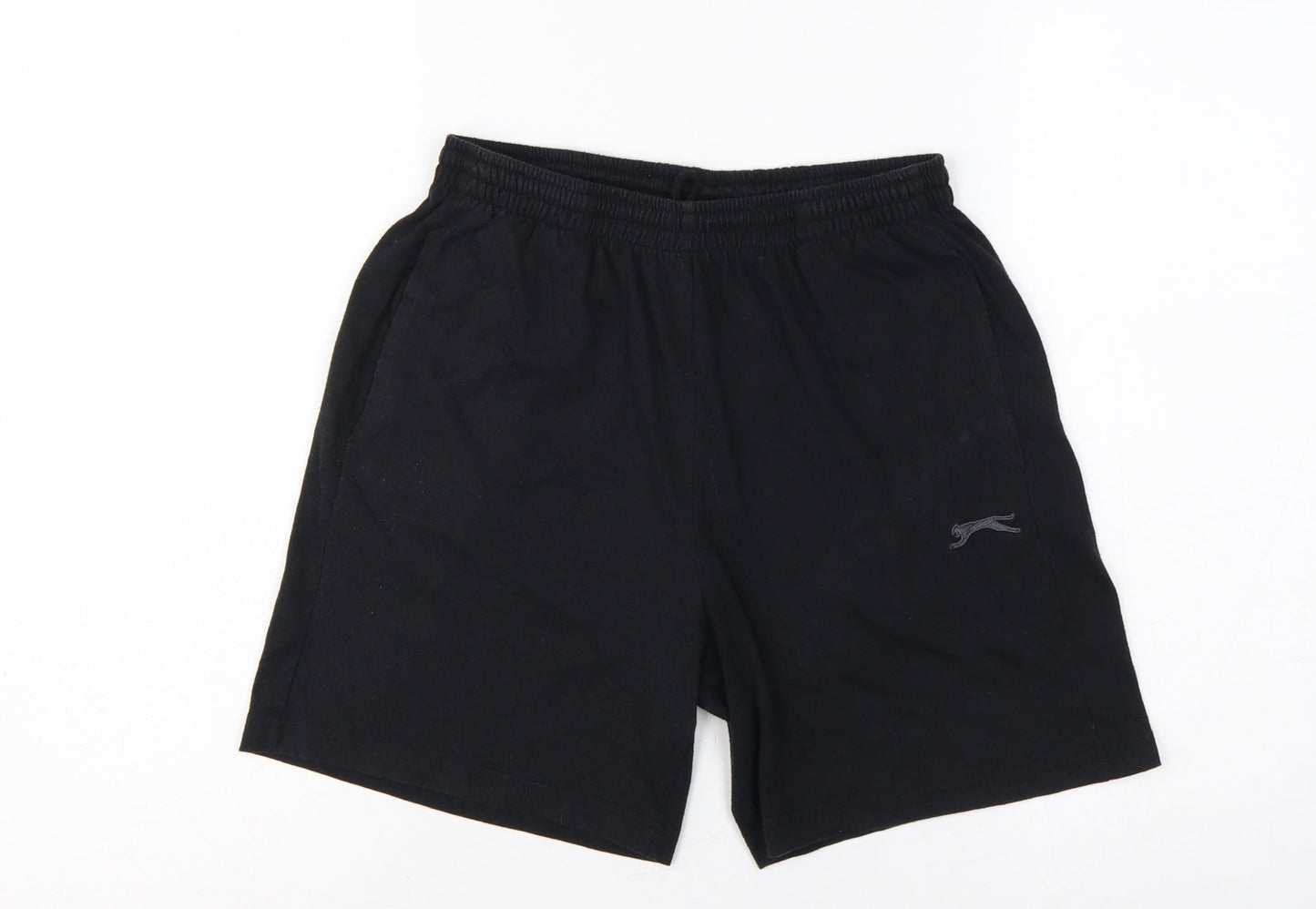 Slazenger Men's Black M Sweat Shorts Elastic Waist Pockets Logo