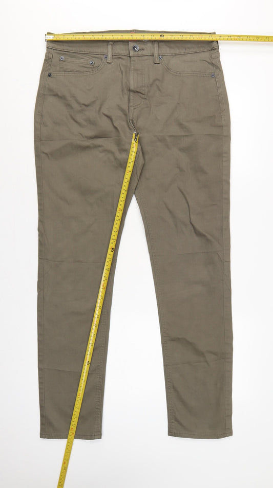 Marks & Spencer Men Green 34/33 Slim Tapered 360 Flex Jeans