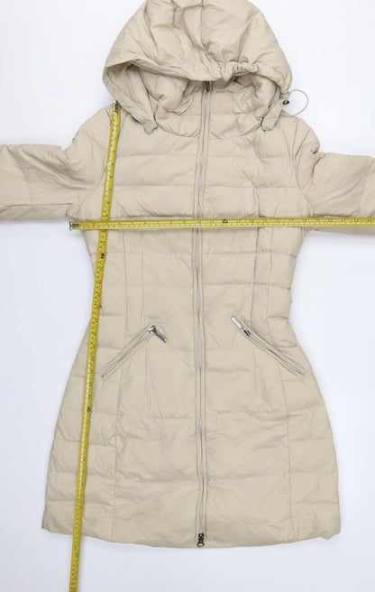 Benetton Women’s Beige UK 12 Long Hooded Down Puffer Coat
