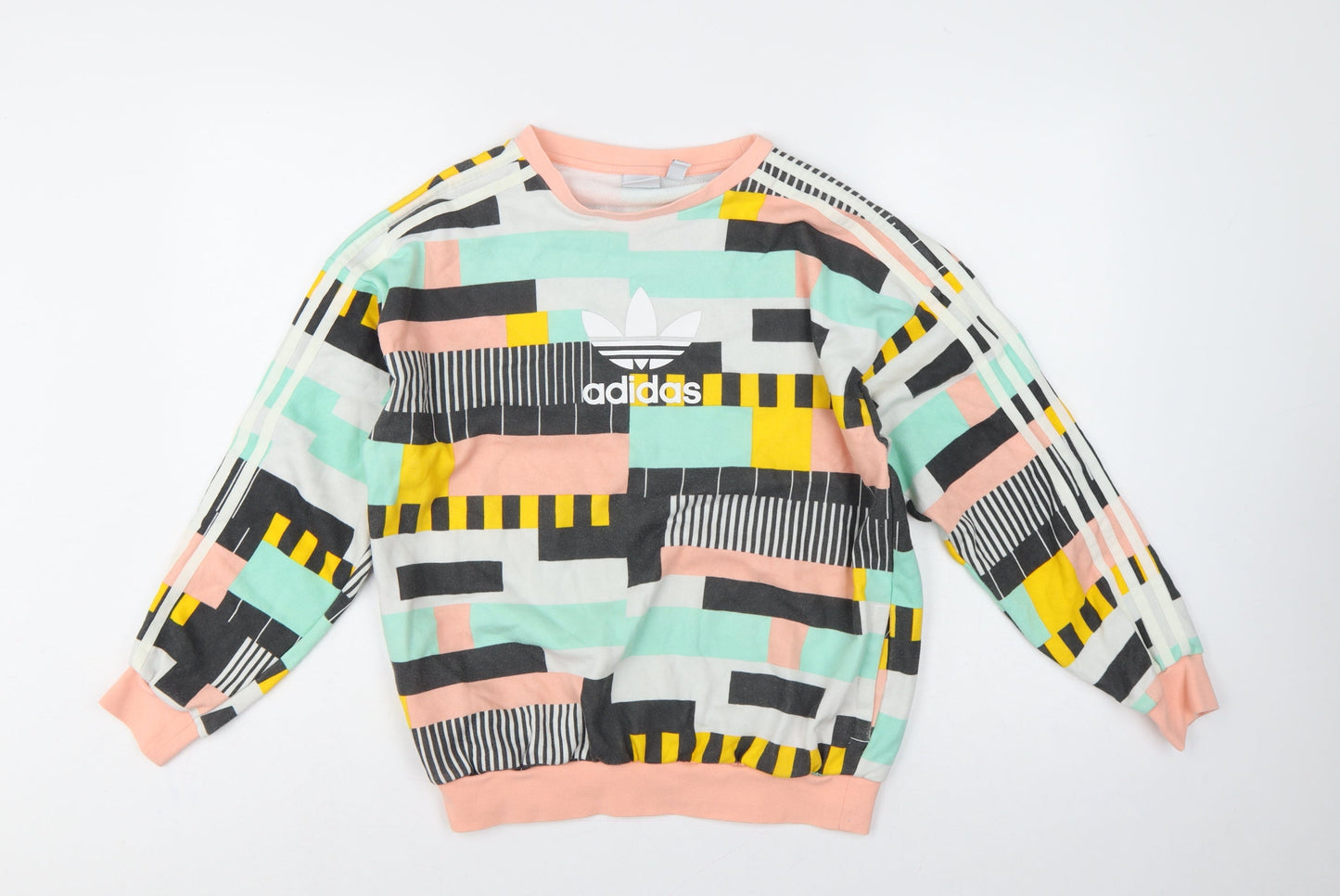 Adidas Girls Multicoloured 13-14 Years Pullover Geometric Sweatshirt