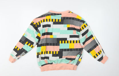 Adidas Girls Multicoloured 13-14 Years Pullover Geometric Sweatshirt