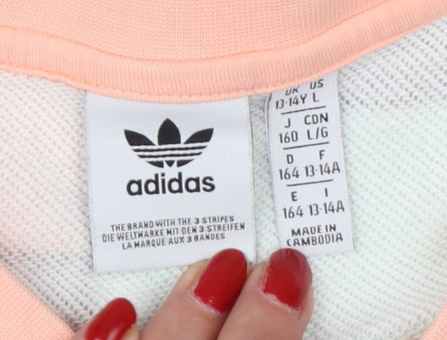 Adidas Girls Multicoloured 13-14 Years Pullover Geometric Sweatshirt