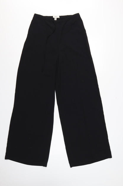 Marks & Spencer Women Black Size 8 Regular Wide Leg Smart Trousers