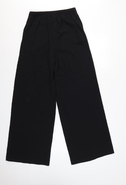 Marks & Spencer Women Black Size 8 Regular Wide Leg Smart Trousers