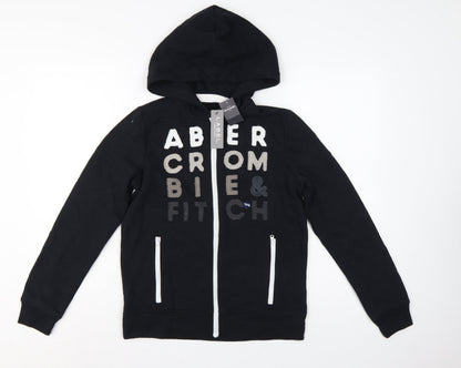 Abercrombie Kids Boys Black 13-14 Years Full Zip Logo Hoodie