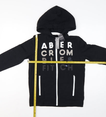 Abercrombie Kids Boys Black 13-14 Years Full Zip Logo Hoodie