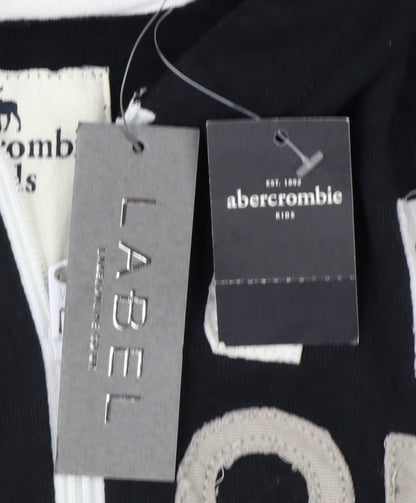 Abercrombie Kids Boys Black 13-14 Years Full Zip Logo Hoodie