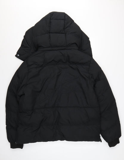 Couture Club Women Black L Hooded Puffer Jacket Quilted Logo