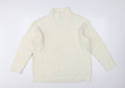Marks and Spencer Women Ivory M Cable-Knit Roll Neck Jumper