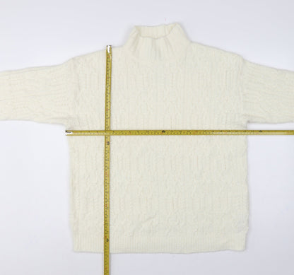 Marks and Spencer Women Ivory M Cable-Knit Roll Neck Jumper