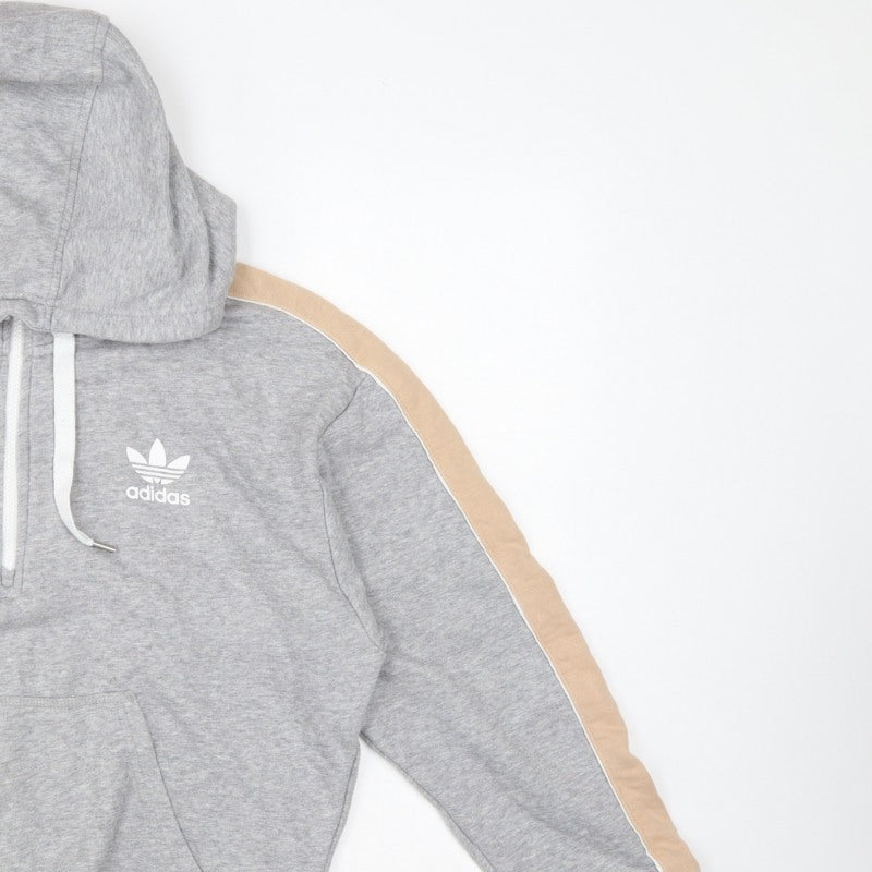 Adidas Women Grey Beige Logo Pullover Hoodie UK 12