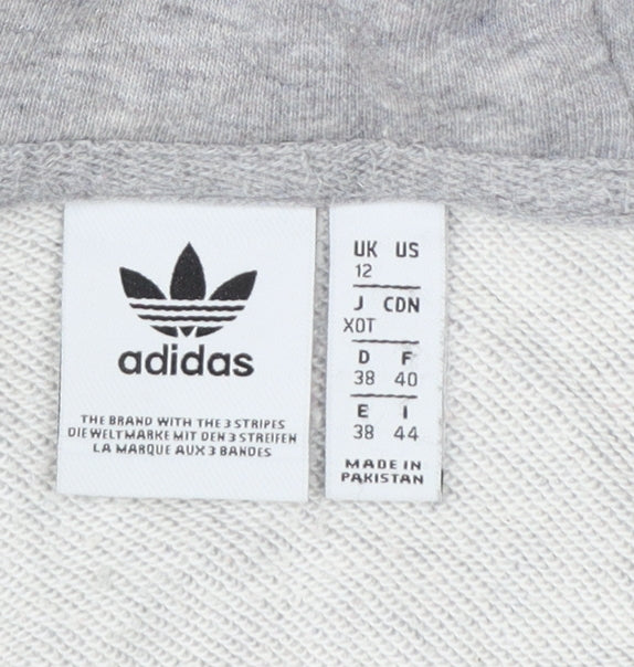 Adidas Women Grey Beige Logo Pullover Hoodie UK 12