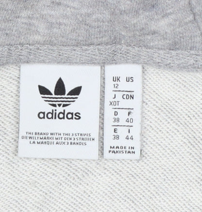 Adidas Women Grey Beige Logo Pullover Hoodie UK 12